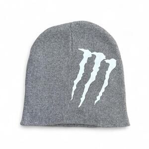Monster ultra logo on grey beanie skate grunge